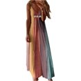 thumbnail image 1 of LAICAIW Robe d'Été Teinture sur Nœuds Florale Col en V Aguichant Sans Manches Femme Longue Mode Ample Maxi Robes Plage Fête Robe d'Été, 1 of 4