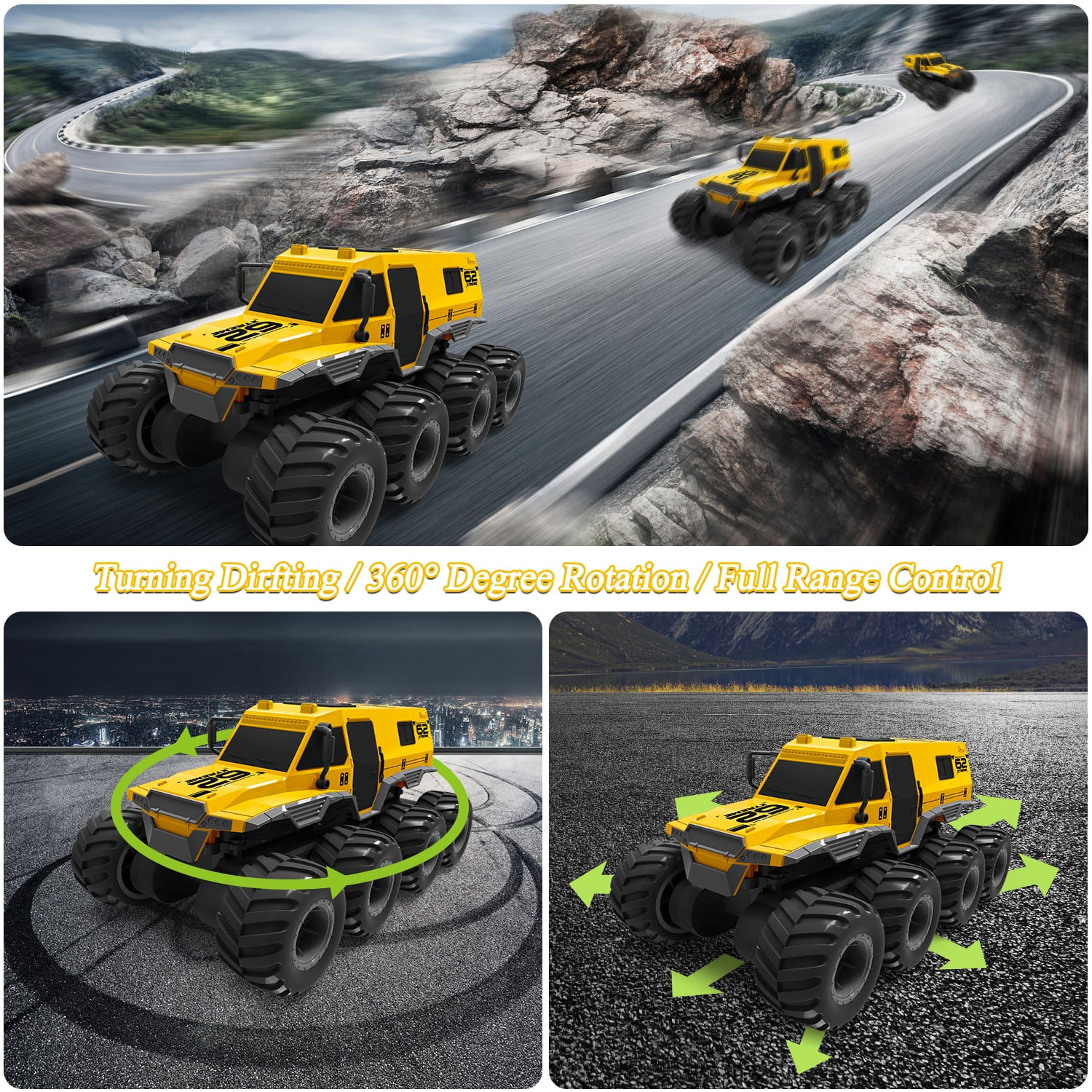 Fisca Amphibious Remote Control Car, 8 Wheel Drive RC Cars for Boys Age 8-12, 1:12 Offroad Waterproof RC Trucks, 2.4G All Terrain RC Drift Cars for Adults