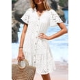 thumbnail image 3 of Vestido de verano KIRUNDO 2025 con botones y cuello en V de encaje blanco XXL, 3 of 8