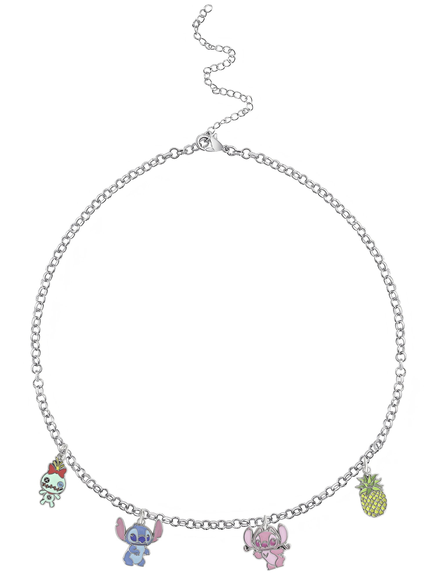 Disney, Stitch 4-Piece Silver-tone light weight, Charm Set for Girls, Adults/Tweens
