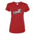 thumbnail image 2 of Black and White Mosaic Retro Mandala Wild Horse Animal Lover Womens Graphic T-Shirt, Red, 3XL, 2 of 4