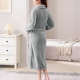 thumbnail image 5 of Pajamas for Women Set, Womens Cotton Bathrobe, Towel Robe for Women in Soft Terry Cloth, Highly Absorbent Cotton Robes for Women with Refined Blue Piping, Cuffed Sleeves, 5 of 9