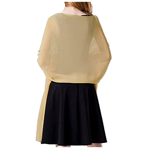 HJYCHN Elegant Chiffon Fashion Shawl Wraps For Women Dresses Evening Wear Accessory Beige M