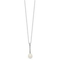 thumbnail image 5 of Sterling Silver Rhodium-plated Teardrop Freshwater Cultured Pearl and CZ 17 inch Necklace and Post Earrings Set, 5 of 6