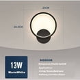 thumbnail image 4 of Lámpara de pared LED para interiores, lámpara de pared redonda de 13W, negro, blanco cálido, 3000K, moderna, para dormitorio, sala de estar, escaleras, pasillo, CA 220V [Clase de eficiencia, 4 of 5