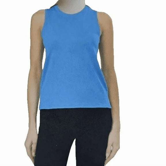 Tuff Athletics Women's Crew Neck Stretch Top, (Blue, M)