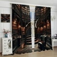 thumbnail image 3 of Vintage Bookshelf Curtains Library Old Books Theme Abandoned Study Cobwebs Medieval Shabby Fantasy Rod Pocket Blackout Window Treatment for Bedroom Study Room Home Decor Window Drapes 52"W X 84"L, 3 of 5