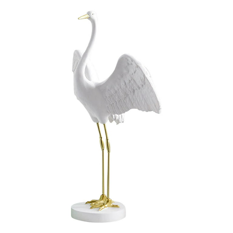 White Crane Birds Statue Sculpture, Art Wedding Decoration Props Stylish  Bathroom Living Room Ornaments B