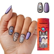 KISS imPRESS Halloween Press On Nails, ‘Party Startled’, Purple, Medium Coffin, 30 Count