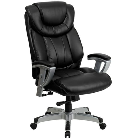 UPC: 0847254060455 | Flash Furniture HERCULES Series Big & Tall 400 lb. Rated Black LeatherSoft Executive Ergonomic Office Chair with Silver Adjustable Arms