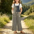 thumbnail image 2 of Rompers for Girls Minimalist Patriotic Flag Print Sleeveless Square Neck Unisex Casual Pocket Jumpsuit Kids Holiday Play Outfit, 2 of 7