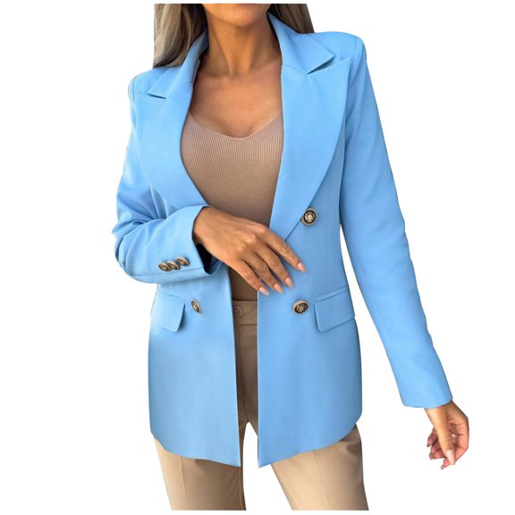 Babysbule Fall Jackets for Women ClearanceWomen Business Attire Solid Color Long Sleeve Cardigan Top Jacket Coat Women's Tops Blouse