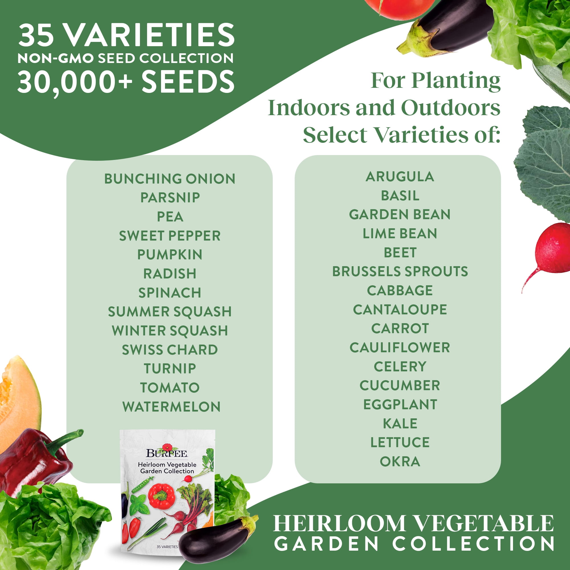 Burpee Heirloom Vegetable Plant Seeds (35 Variety Pack), Non-GMO, Annual Lifecycle, Full Sun