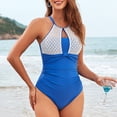 thumbnail image 4 of Yammkia Bathingsuits for Woman Women's Tummy Control One Piece Swimsuit Ruffle Bathing Suit Ruched Slimming Swimwear(Blue,S), 4 of 9