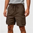 thumbnail image 4 of Sheghy Cargo Shorts for Men 100%Cotton Men Casual Fashion Solid Color Pocket Drawstring Elastic Waistband Cargo Shorts, 4 of 6
