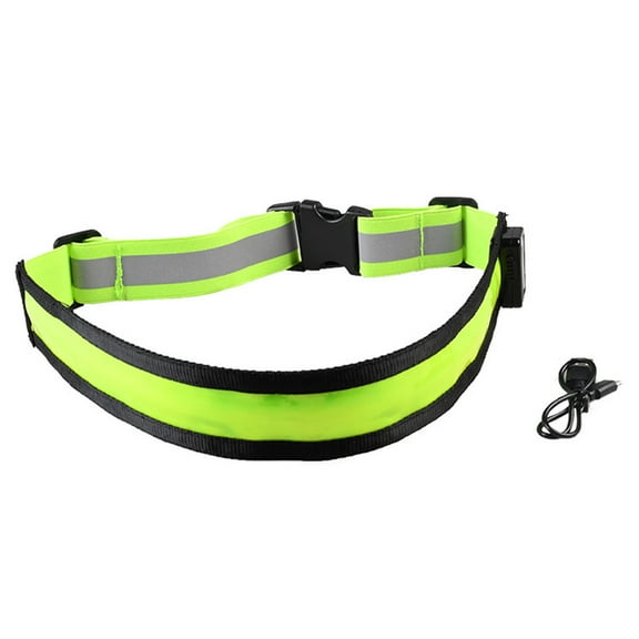 ELAYARD Rechargeable LED Reflective Belt Green Adjustable Safety Strap for Night Running Hiking Cycling