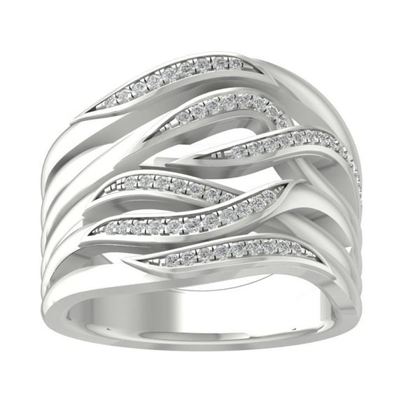 ARAIYA 14K White Gold Round Diamond Fashion Band Ring (1/4 cttw, I-J Color, I2-I3 Clarity), Size 10