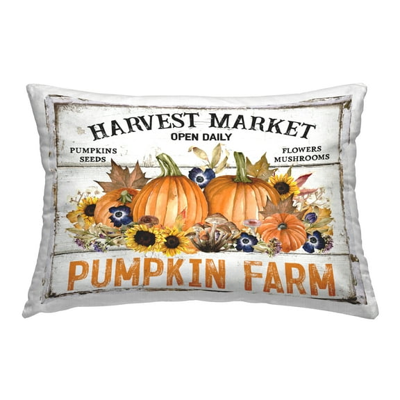 Stupell Industries Pumpkin Farm with Sunflowers Decorative Printed Throw Pillow, 14 x 20