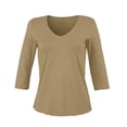thumbnail image 1 of Playera George para Mujer, Cuello V, Manga 3/4 cafe Talla G, 1 of 4