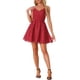 thumbnail image 1 of INSPIRE CHIC Vestido Mini de Estrellas Metálicas para Fiesta con Tirantes de Espagueti y Falda Acampanada para Mujeres XS Burdeos, 1 of 6