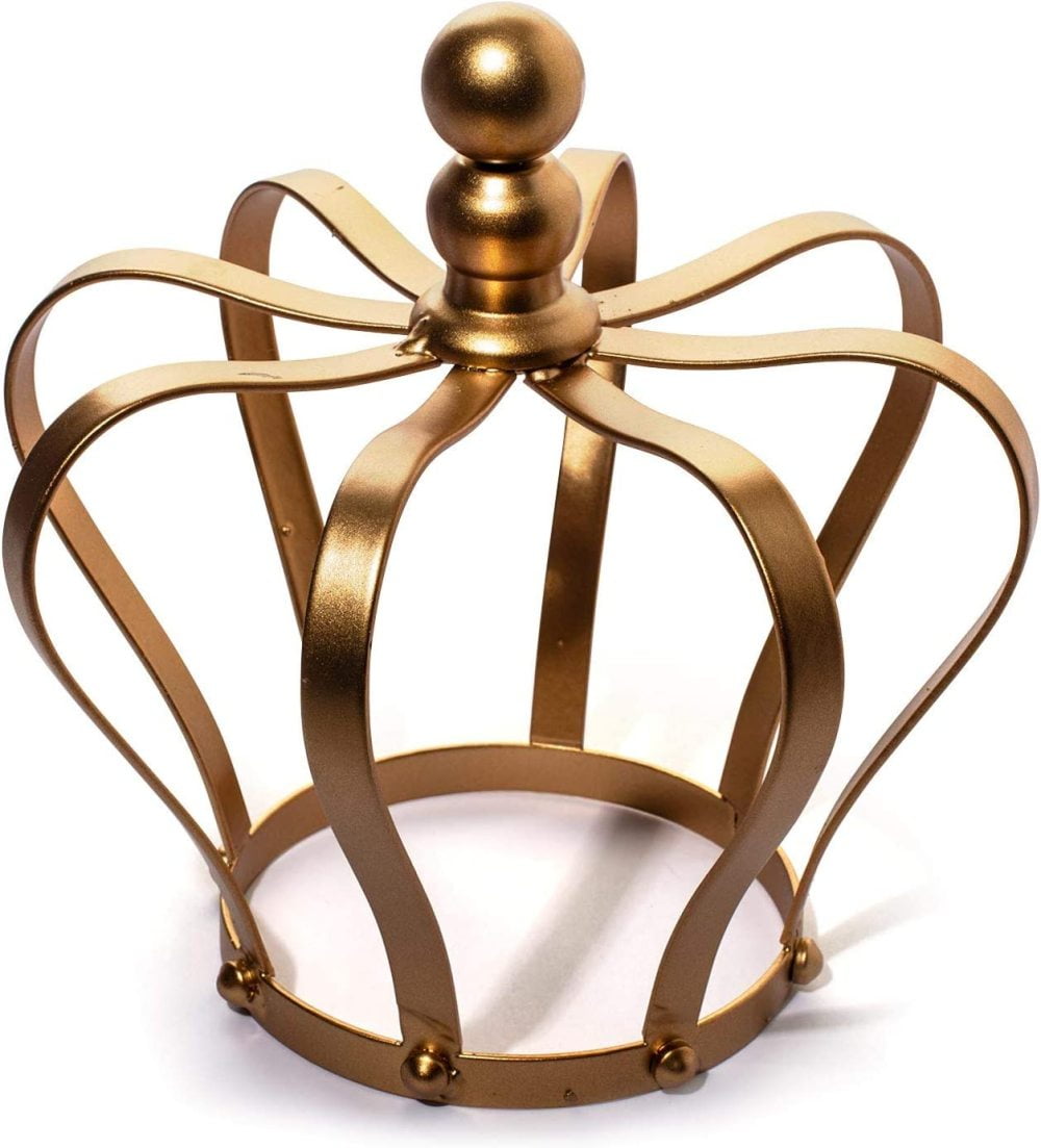 BalyFovin Gold Metal Crown Centerpiece Decoration 8 inches