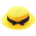 thumbnail image 2 of Kids Straw Hats Boys Girls Skimmer Hat Sun Beach Panama Hat Flat Top Boater Hats, 2 of 2