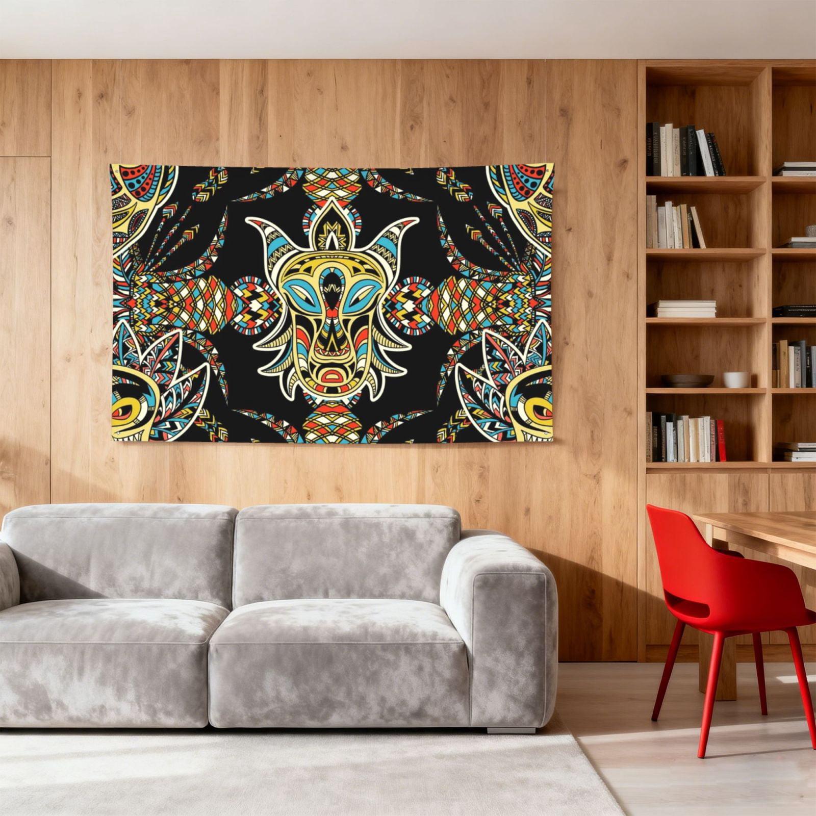 Tribal Head Geometric Ethnic Four Hole Decorated Banner Flag for Garden Yard Home Decoration Indoor Outdoor 4x6 Ft