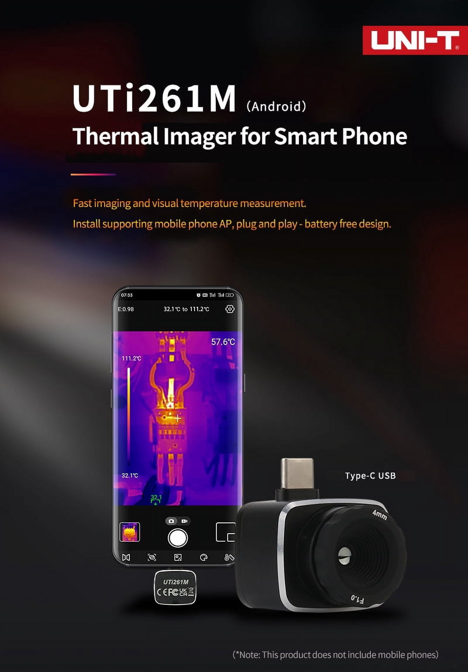 UNI-T Thermal Imager UTi261M Industrial Floor Heat PCB Detection Thermometer Adjustable Lens Infrared Thermal Camera