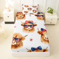 thumbnail image 3 of Manfei Cute Highland Cow Twin Sheets,American Flag Bowtie Bedding,Brown,3pcs,1 Fitted Sheet and 1 Pillowcase, 3 of 6