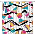 thumbnail image 2 of 80s Retro Memphis Shower Curtain - 72"x72" Geometric Abstract Design Polka Dot Half Moon Triangle Artwork Trendy Polyester Bath Decor with Hooks, 2 of 5