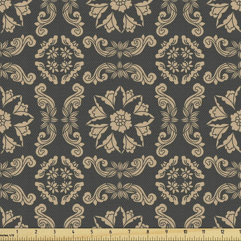 Antique Oriental Fabric by the Yard, Vintage Inspired Flowers in Natural  Brown Tones Repetitive Layout, Decorative Upholstery Fabric for Chairs &  Home Accents, Tan and Dark Sepia by Ambesonne 