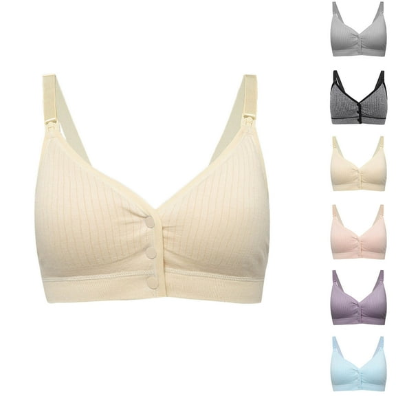 SMihono Women's Front Snap No Underwire Bras Full Coverage Push Up Bra Stretch Lightweight Comfy Breathable Everyday Bralette Beige XXXL