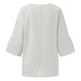 thumbnail image 4 of moda de las mujeres media manga cuello redondo color sólido camisa casual suelta top beige/s, 4 of 4