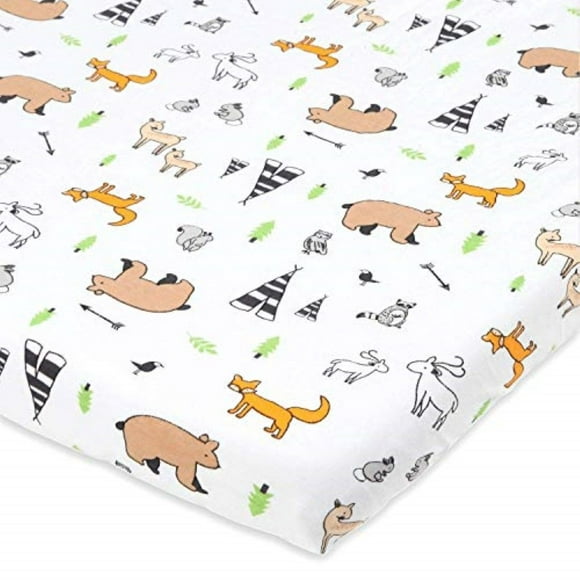 Cuddly Cubs Graco Pack n Play Fitted Sheet - Woodland Playard Sheet - Snuggly Soft Jersey Cotton Mini Crib Sheet for Boy, Girl - 1 Pc