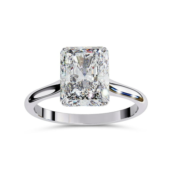 AFFY 4 Prong Solitaire Engagement Ring for Women, 2.90 Carat (ctw) Radiant Cut Lab Grown Diamond Ring In 14K White Gold Over Sterling Silver F-G-H, SI Quality Gifts For Her Ring Size-4
