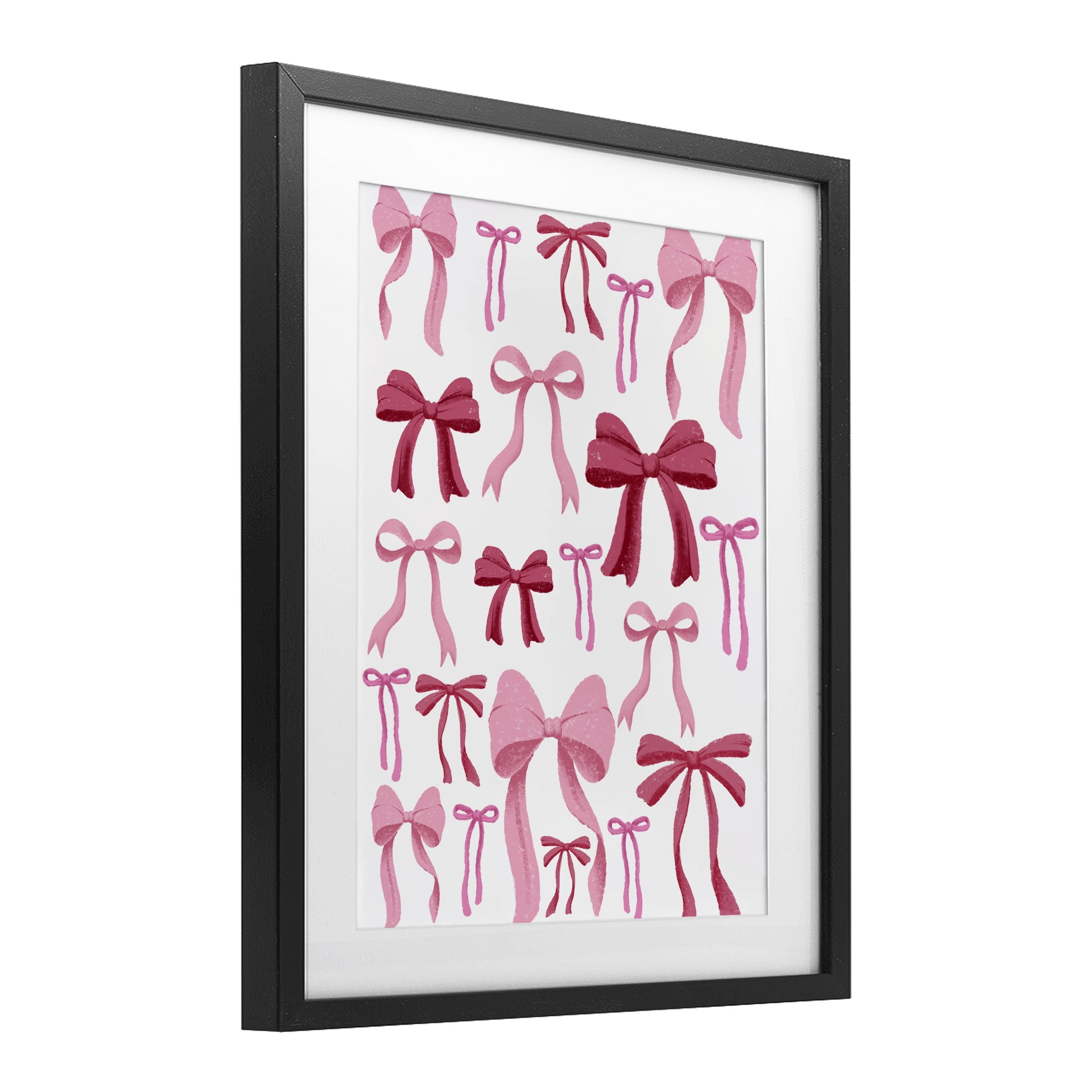 Stupell Industries Bows All Over Pink & Red Black Framed Print Under Glass, design by Marcus Prime