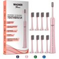 thumbnail image 1 of Cepillo de dientes eléctrico blanqueador ultrasónico Wagner Stern con 8 cabezales de cepillo negro carbón. para un aliento fresco y una sonrisa saludable. (Rosa), 1 of 5