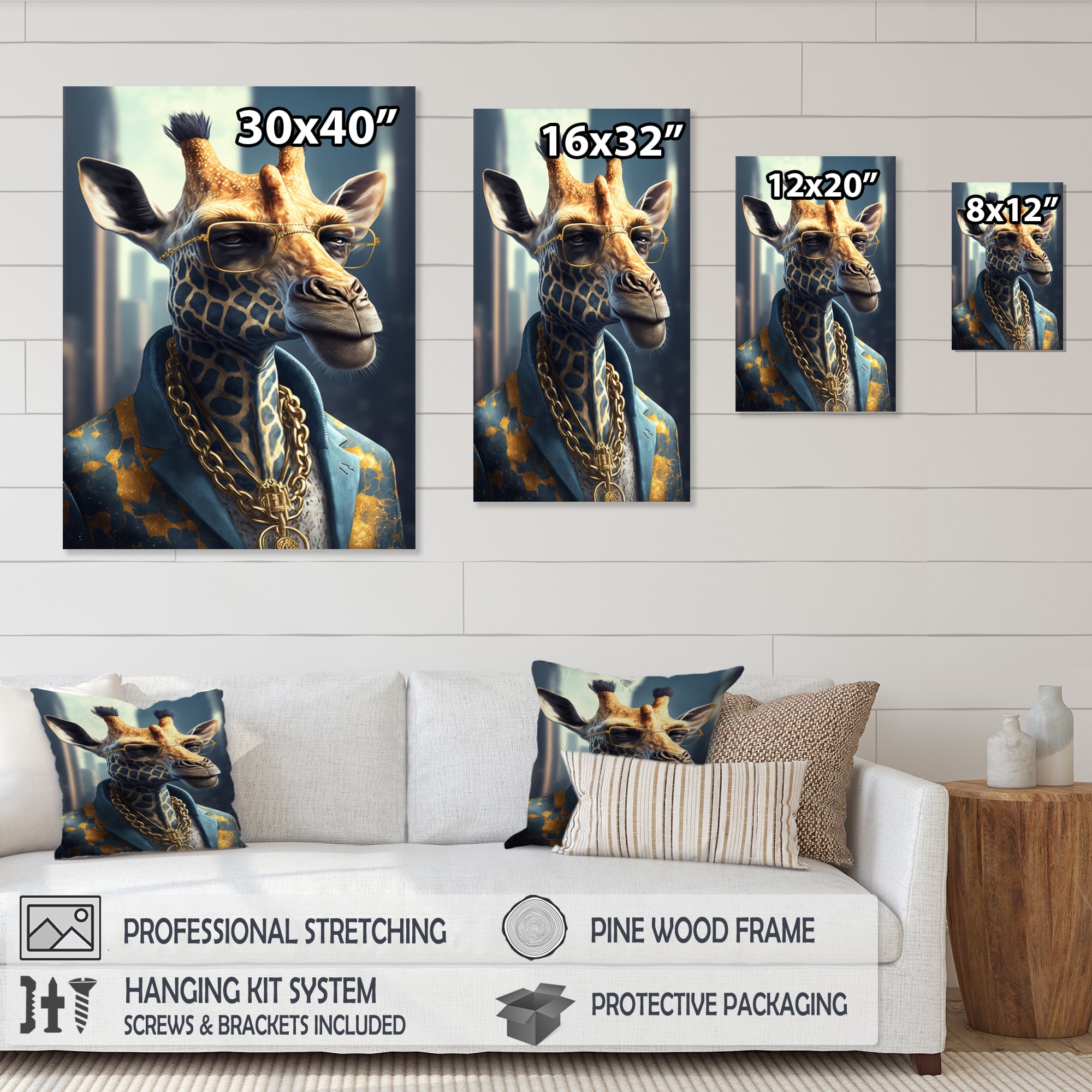 Designart Giraffe Ganster Canvas Wall Art