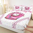 thumbnail image 3 of jejeloiu Pink Baseball Glove Twin Sheet Sets,Ball Sport Game Bedding For Girl 3pcs, 3 of 7