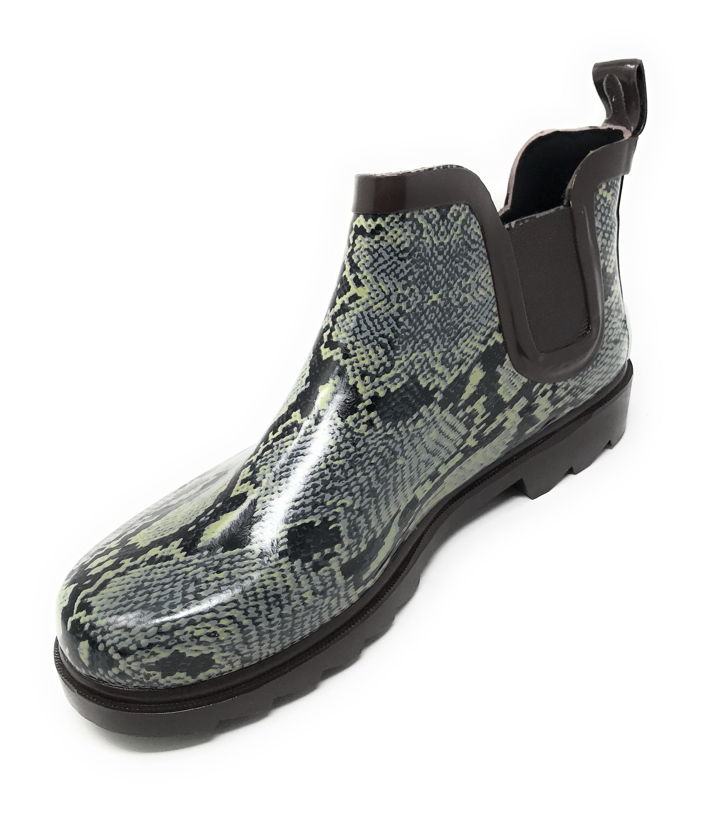 Forever Young Women's Pull Up Snake Skin Print Chelsea Rain Boots