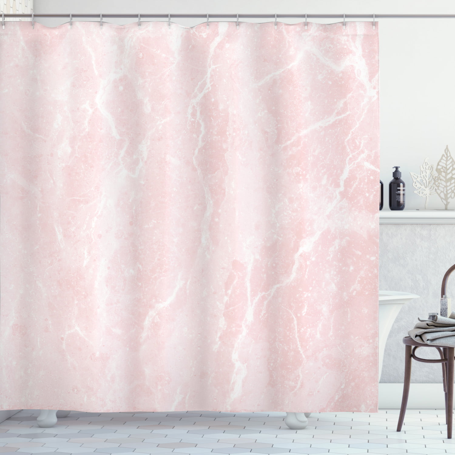 Abstract Marble Texture Shower Curtain Sets Crystal Mineral For Bathroom Decor 
