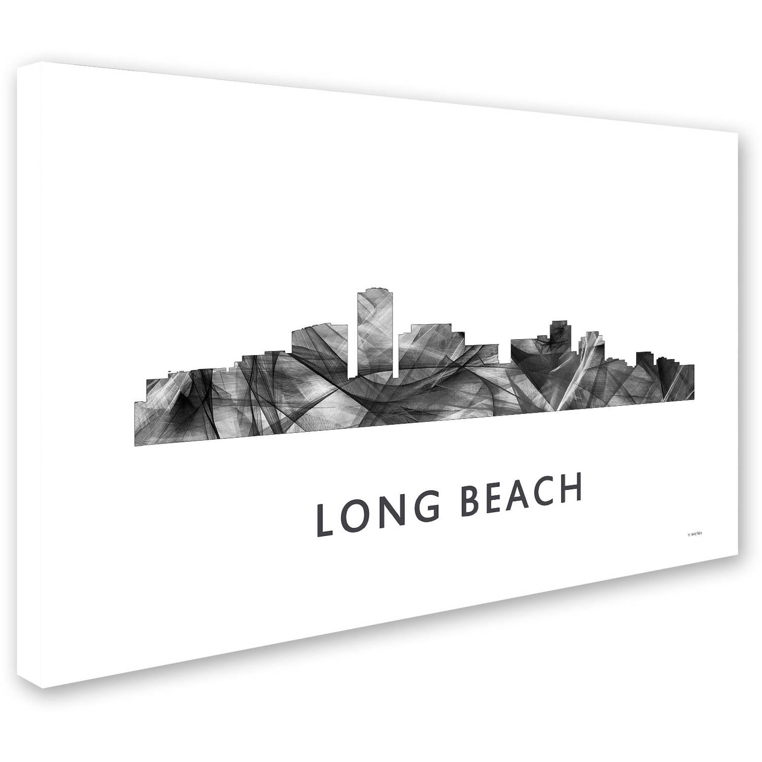 Trademark Fine Art 'Long Beach California Skyline WB-BW' Canvas Art by Marlene Watson