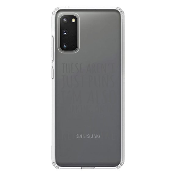 DistinctInk Clear Shockproof Hybrid Case for Galaxy S20 ULTRA / 5G (6.9" Screen) - TPU Bumper Acrylic Back Tempered Glass Screen Protector - Not Just Puns I'm Also Working Dad Joke