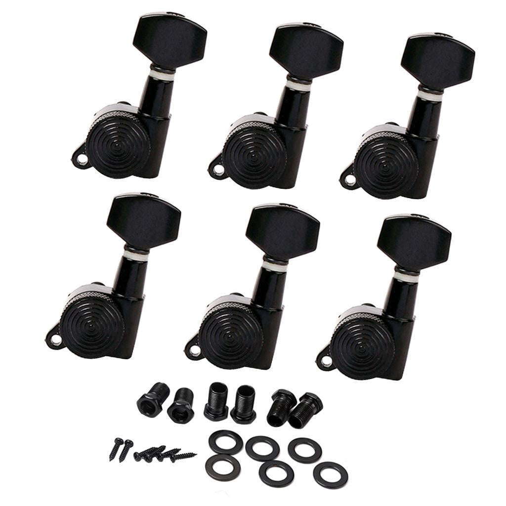 LeeQinersw 1 Set 6L Closed Electric Guitars Tuning Pegs Tuners Left Black Luthier Supply