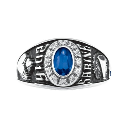 Keepsake Personalized Women's Oval Premiere Class Ring available in Valadium Metals, Silver Plus, 10kt and 14kt Yellow and White Gold