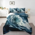 thumbnail image 2 of Manfei Sea Wave Storm Full Size Comforter Sets, Nature Disaster Bedding Comforter Set, Ocean Marine Theme Bedding Sets, Ultra Soft Home Decor, 3pcs, 2 of 8