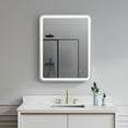 thumbnail image 6 of ANGELES HOME 28 x 36 inch LED Bathroom Mirror, LED Lighted Mirror for Bathroom, Wall Bathroom Vanity Mirror with Lights, Framed Round Corner Mirror with Dimmer, Anti-Fog, Vertical/Horizontal, White, 6 of 11