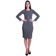 thumbnail image 2 of Moomaya Printed Full Sleeve Bodycon Dress for Women Scoop Neck Side Slit Casual Clothing, 2 of 8