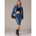 thumbnail image 7 of DARING DIVA Women's Denim High Waist Raw Hem Pockets Pencil Skirt 2XL Dark Blue, 7 of 7