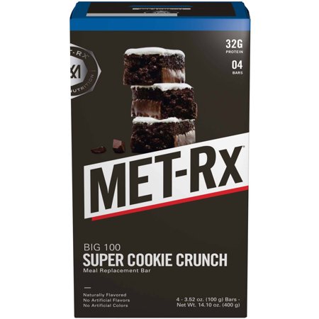 MET-Rx Big 100 Protein Bar, Super Cookie Crunch, 32g Protein, 4 Ct